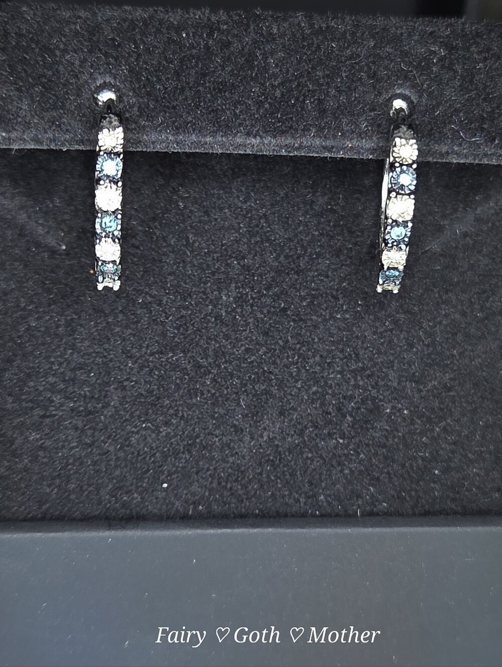 Kay Jewelers 1/4th Carat Genuine Blue & White Diamond Hoop Earrings